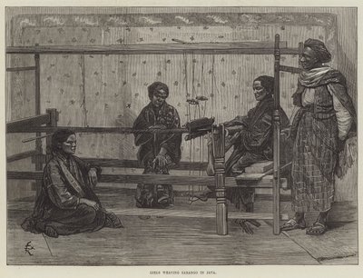 Girls Weaving Sarango in Java by Felix Regamey
